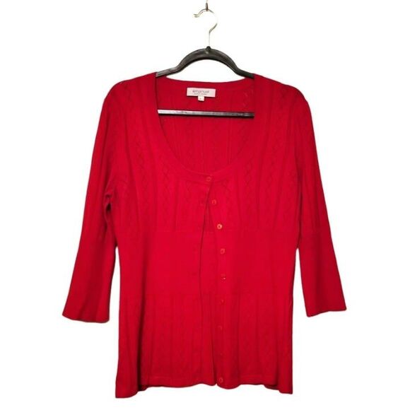 Emanuel Ungaro Womens Cardigan Red L Sweater Silk Blend - Picture 1 of 7